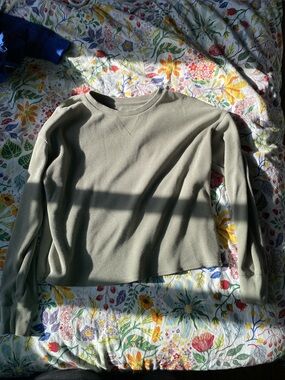 ROOTS Women's Olive Green Crewneck Thermal Sweater